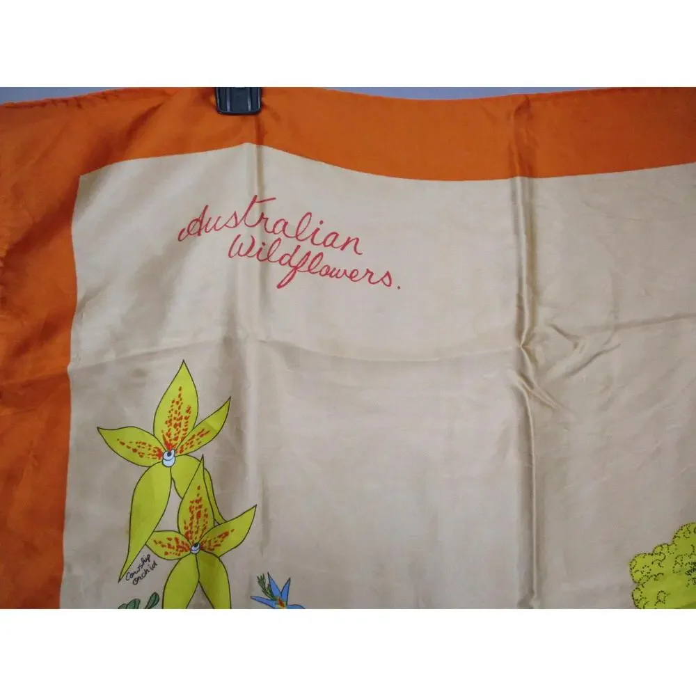 Floral Print‎ Orange Border Square Scarf Size 1